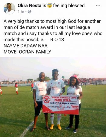 Richard Ocran wins Nkana fc Fans man of the match award