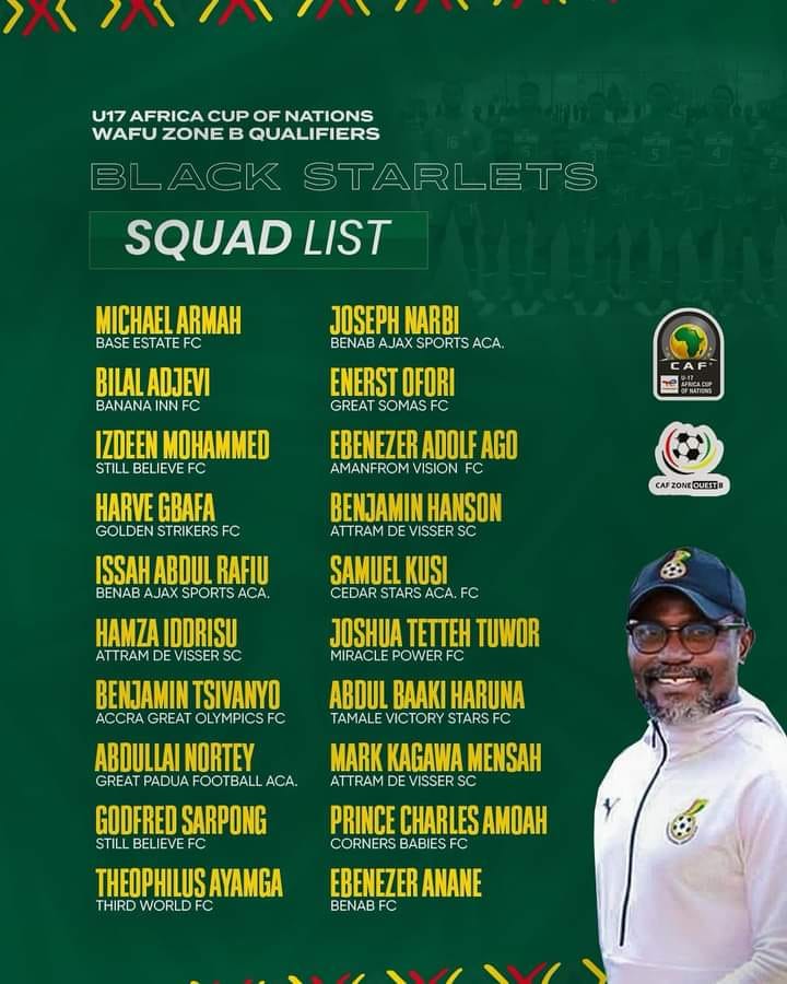 Laryea Kingston names squad for the WAFU Zone B U-17 Cup of Nations
