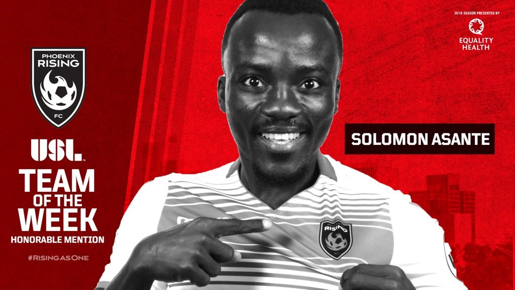 Phoenix Rising's Solomon Asante earns USL team of the week